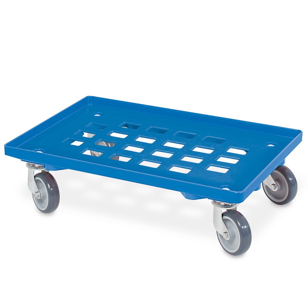 Imagem do produto: Patins de carga para contentores Euro 600 x 400 mm, com plataforma em grelha, capacidade de carga de 250 kg, azul