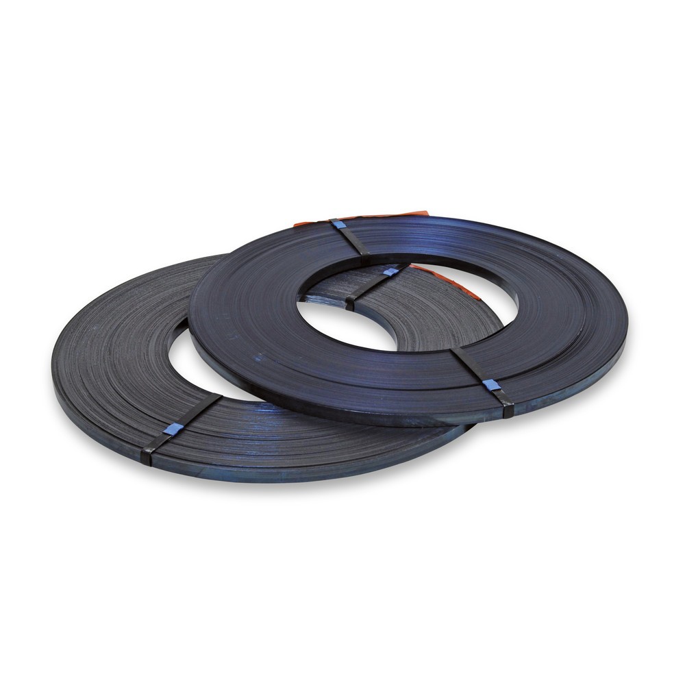 Imagem do produto: Fitas de aço, enceradas e azuladas, de uma camada, 12,7 mm x 400 m, diâmetro do núcleo 240 - 410 mm, espessura 0,50 mm