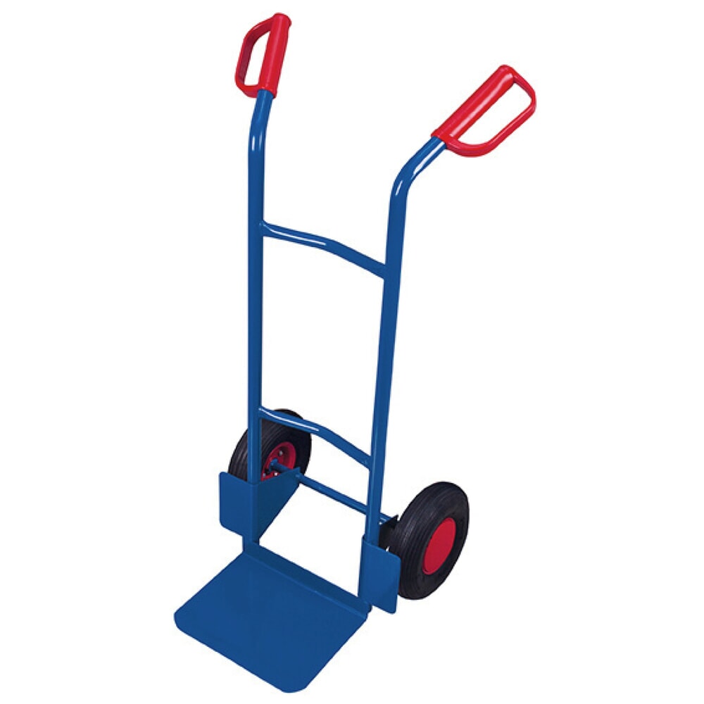 Imagem do produto: VARIOfit® carrinho de mão em tubo de aço, capacidade de carga de 200 kg, pá L x P 320 x 250 mm, pneumáticos, azul genciana.