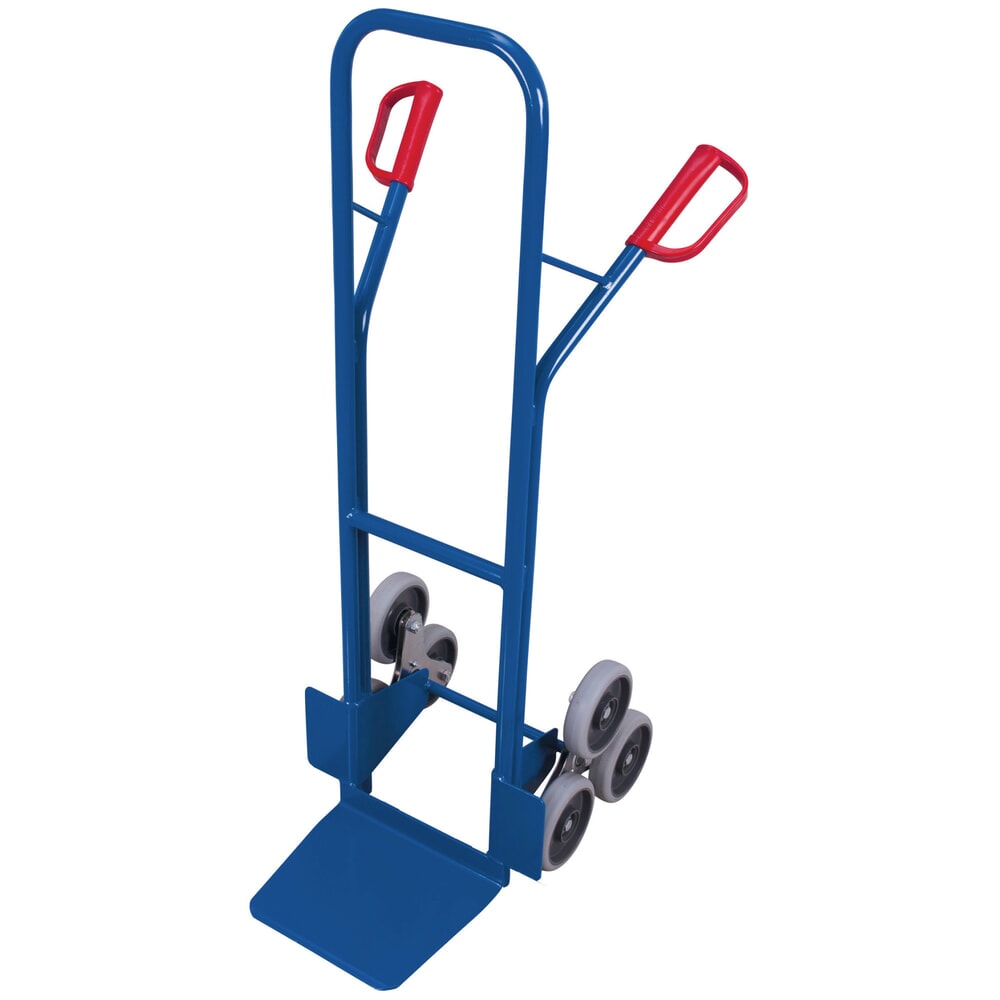 Imagem do produto: VARIOfit® carrinho de mão para escadas em aço, capacidade de carga de 200 kg, elemento central de 3 braços, pá 320 x 245 mm (largura x profundidade), pneus termoplásticos, azul genciana
