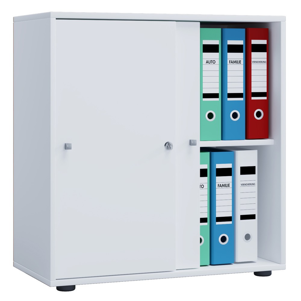 Imagem do produto: VCM armário de escritório Lona com portas de correr, 2 compartimentos, AxLxP 740 x 700 x 400 mm, branco