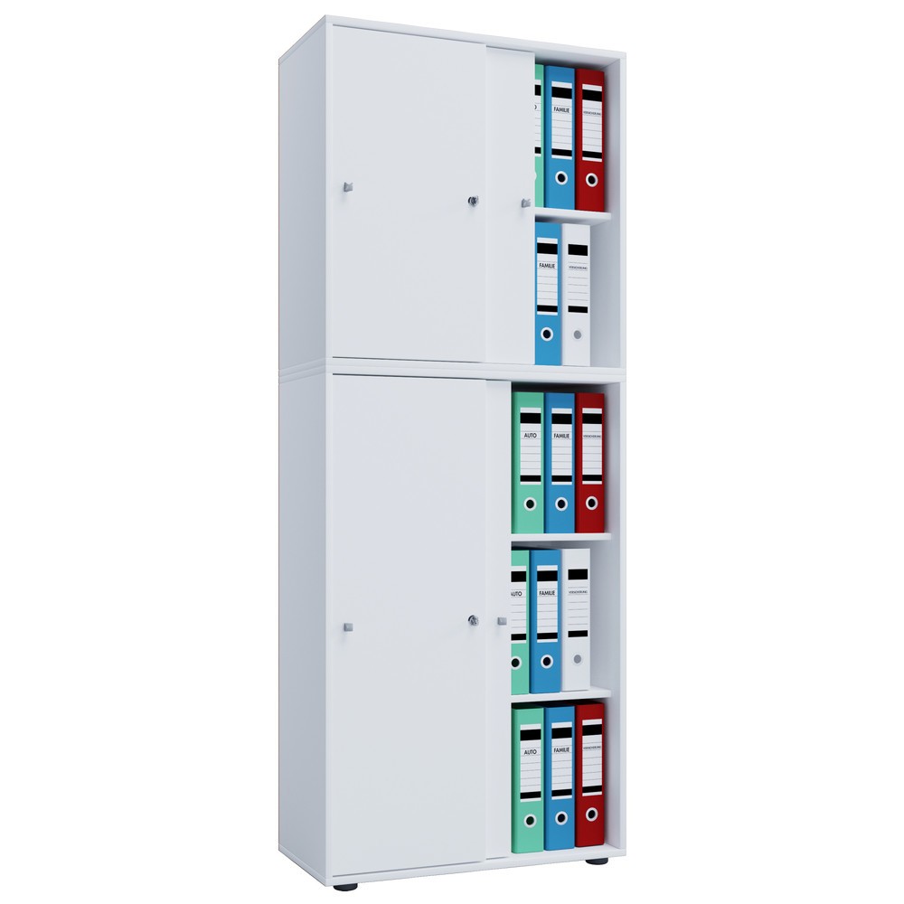 Imagem do produto: VCM armário de escritório Lona com portas de correr, 5 compartimentos, AxLxP 1.780 x 700 x 400 mm, branco