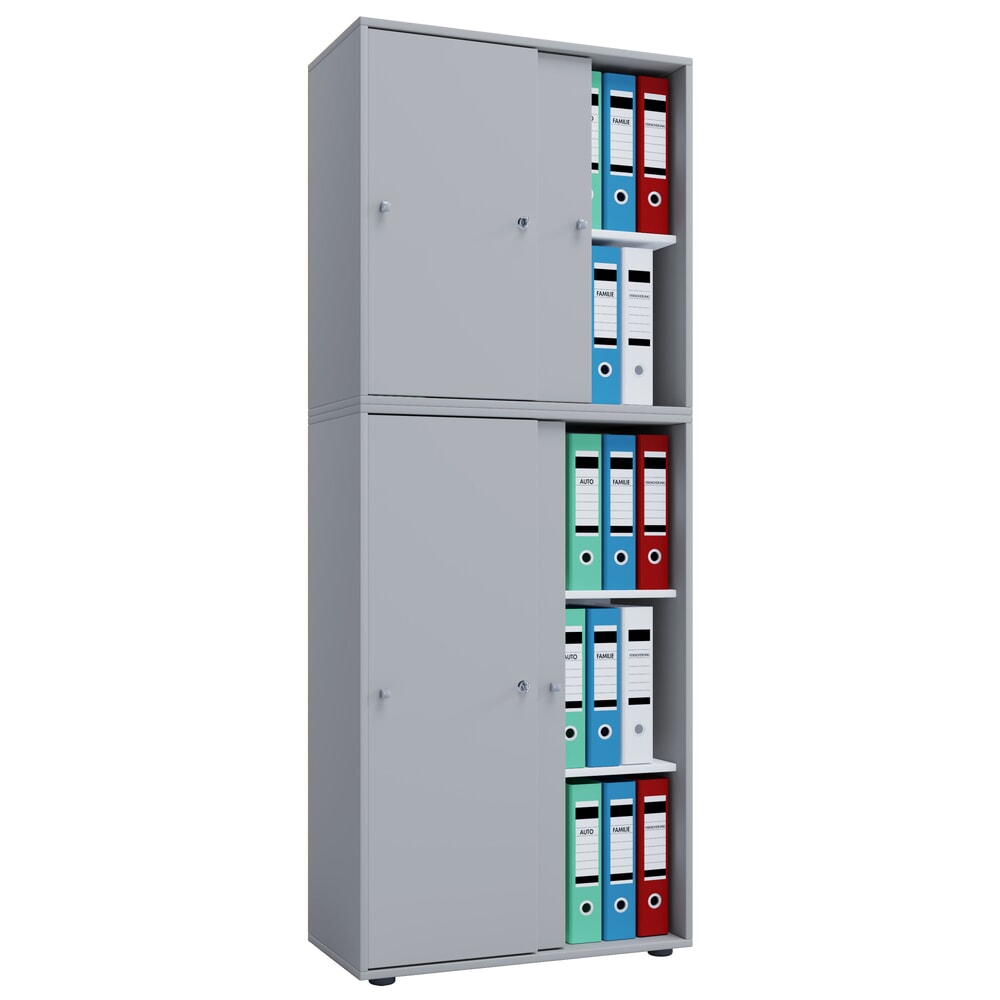Imagem do produto: VCM armário de escritório Lona com portas de correr, 5 compartimentos, AxLxP 1.780 x 700 x 400 mm, cinzento