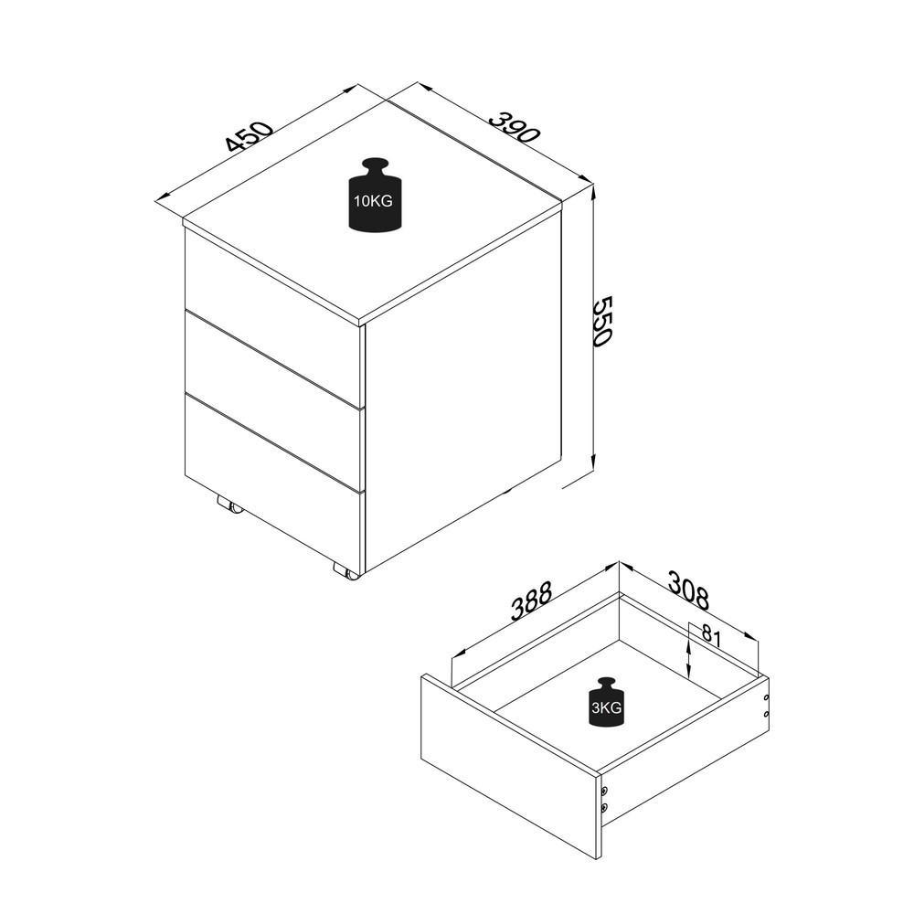 Imagem do produto n.º 5: VCM Rollcontainer Dalosa 45 3-SB, branco