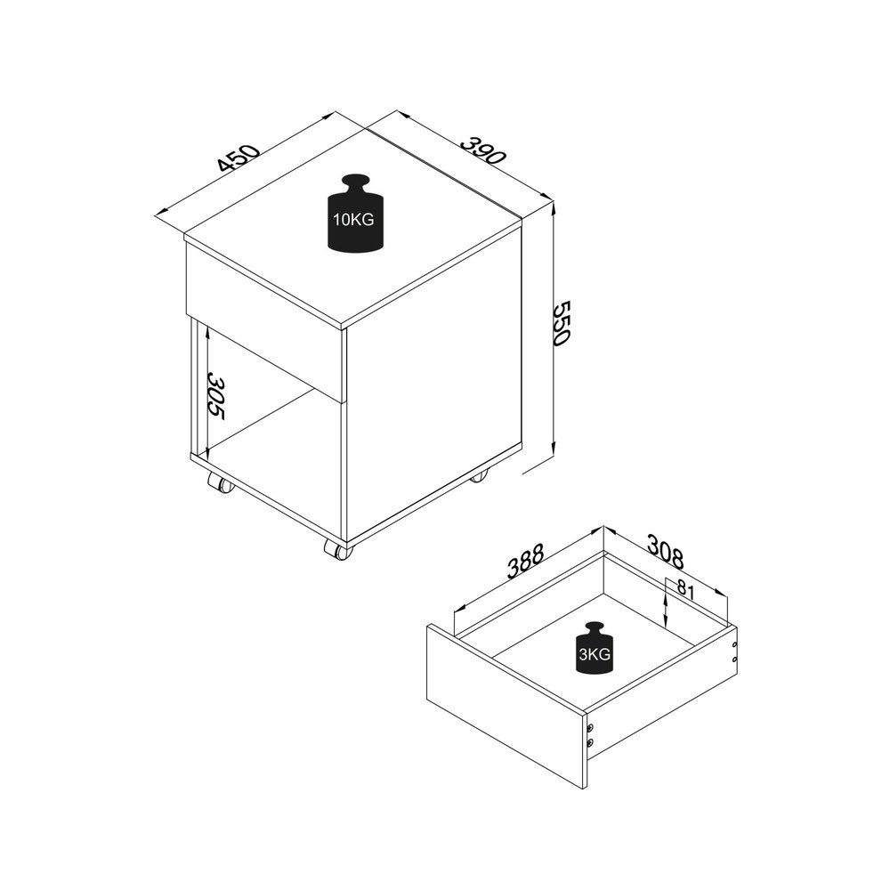 Imagem do produto n.º 5: VCM Rollcontainer Dalosa 45 1-SB, branco